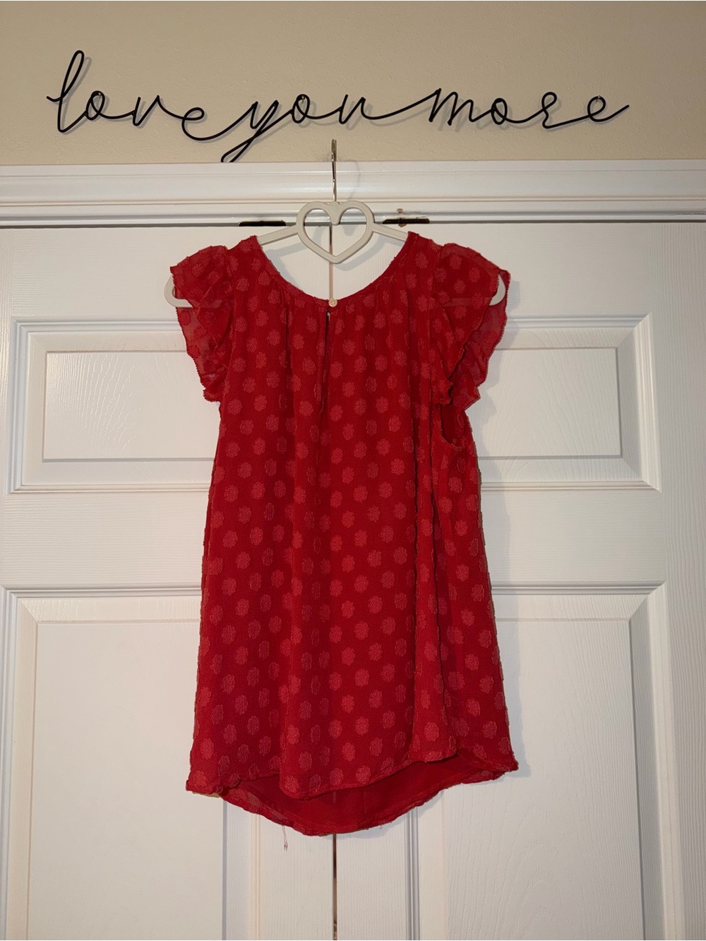 LOFT Red Dot Flutter Sleeve Shift Dress